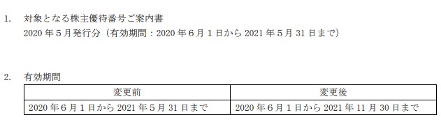 ANA株主優待延長2020年5月発行分
